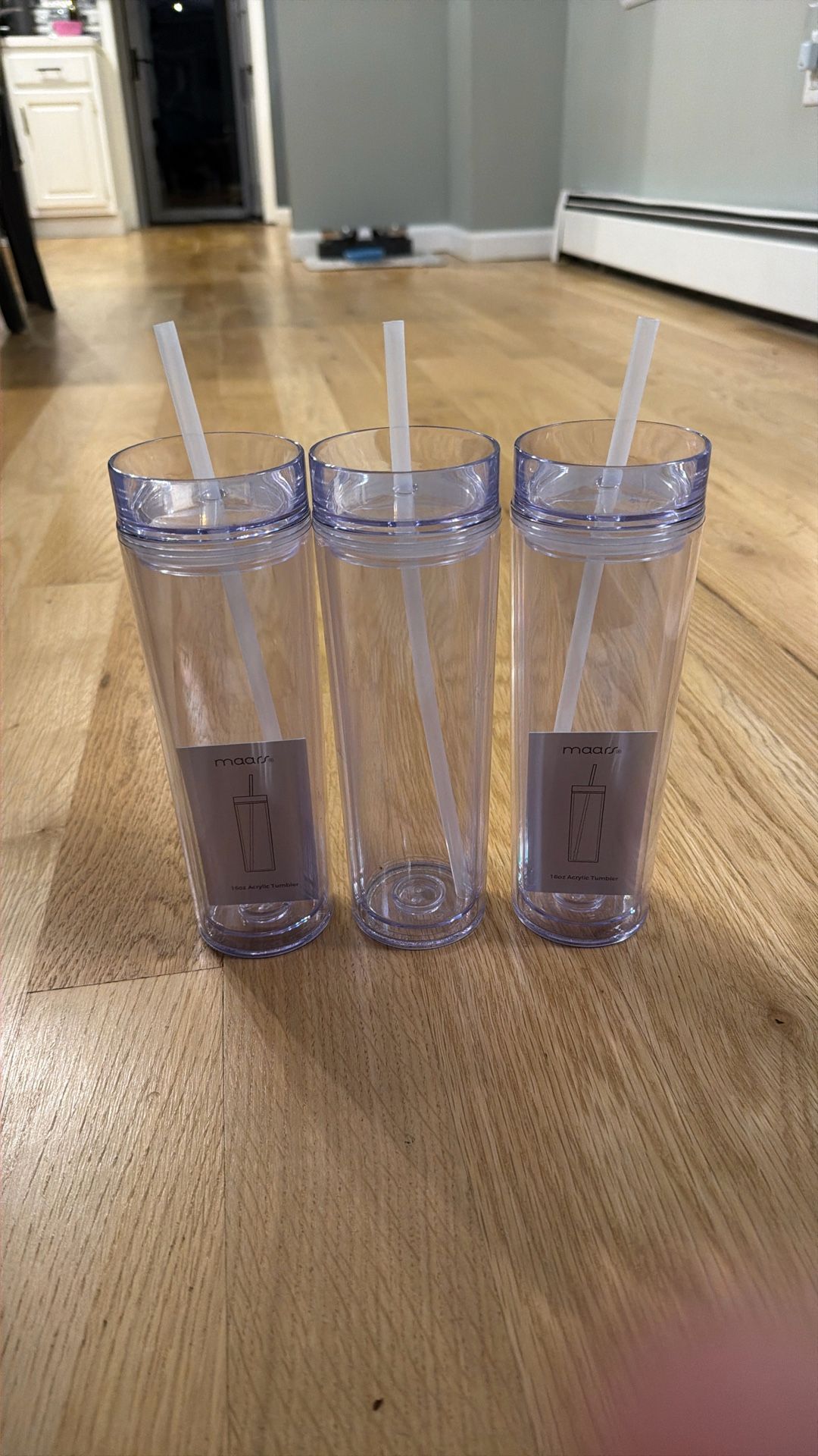Clear plastic tumblers with straws! (never used)