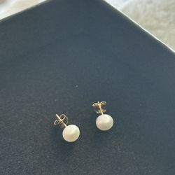 REAL 14k GOLD PEARL STUDS 💛