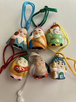 6 x Lucky Chinese Clay Charms - Phone Crafting Jewelry