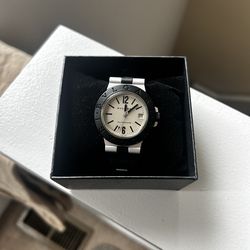 black and silver bvlgari watch