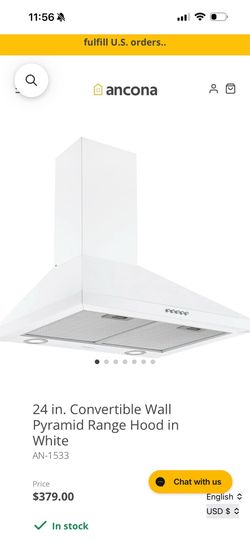 Ancona wall pyramid range hood NEW