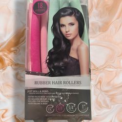 Rubber Hair Rollers Set 18 PCS Assorted Sizes Heatless Curling Rods Flexible Foam