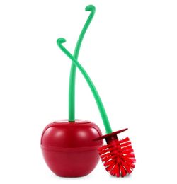Cherry Toilet Brush and Holder, Funky Cherry Bathroom Brush with Solid Handle & Sturdy Durable Bristles, Creative Cute Toilet Brush for Bathroom Decor