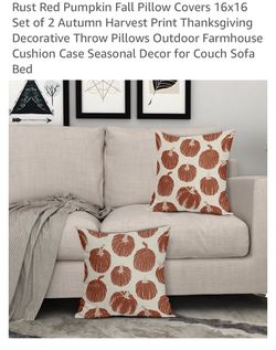 Rust Red Pumpkin Fall Throw Pillow Covers Set of 2
