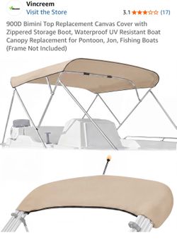 900D Bimini Top Replacement Canvas Cover with Zippered Storage Boot