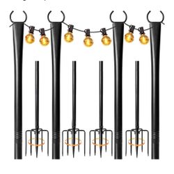 4 Pack 10Ft String Light Poles, Light Poles for Outside String Lights
