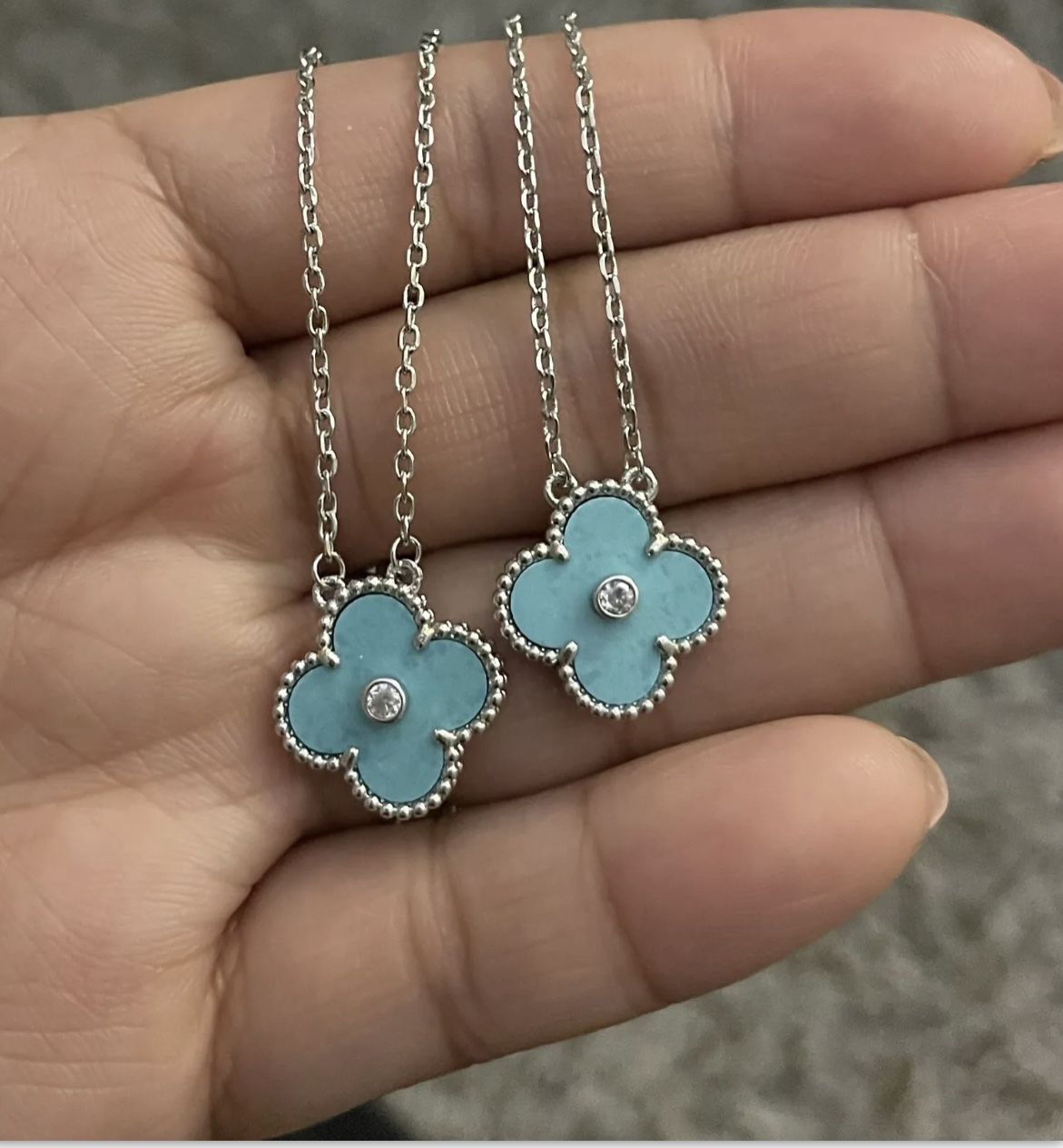 Celadon Green Clover Necklace