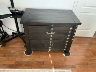 Living Spaces Jaxon Black Brown Solid Wood Cabinet Storage File (matching desk also listed)