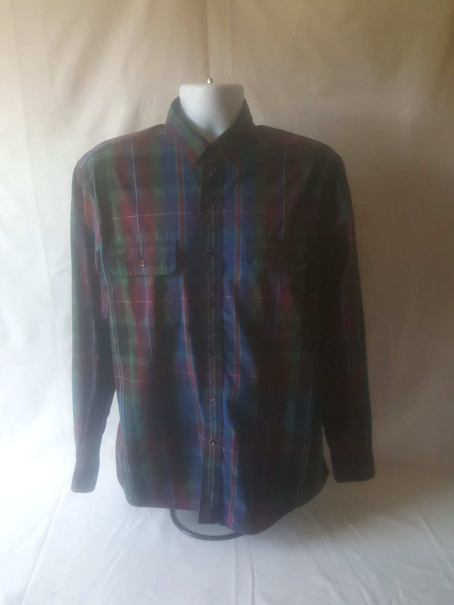 Nautica men's plaid button-down long-sleeve shirt size M