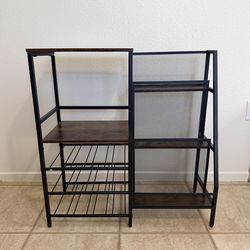 Liquor Stand for Home Bar, 3-Tier Trapezoid Wine Rack Freestanding Floor for Liquor Whiskey Wine, Mini Bar Table for Liquor Bottles, Versatile Liquor 