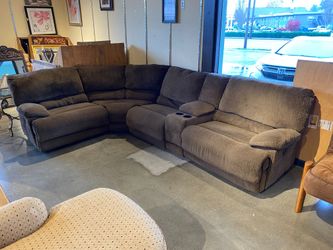 Brown Chenille Reclining Corner Sectional with Cupholders