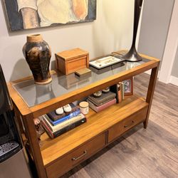 Console Table - Wood With Glass Top