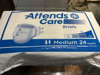 3 Packs  Of Attends Care Briefs Medium 24 Count Each Total 72 Briefs