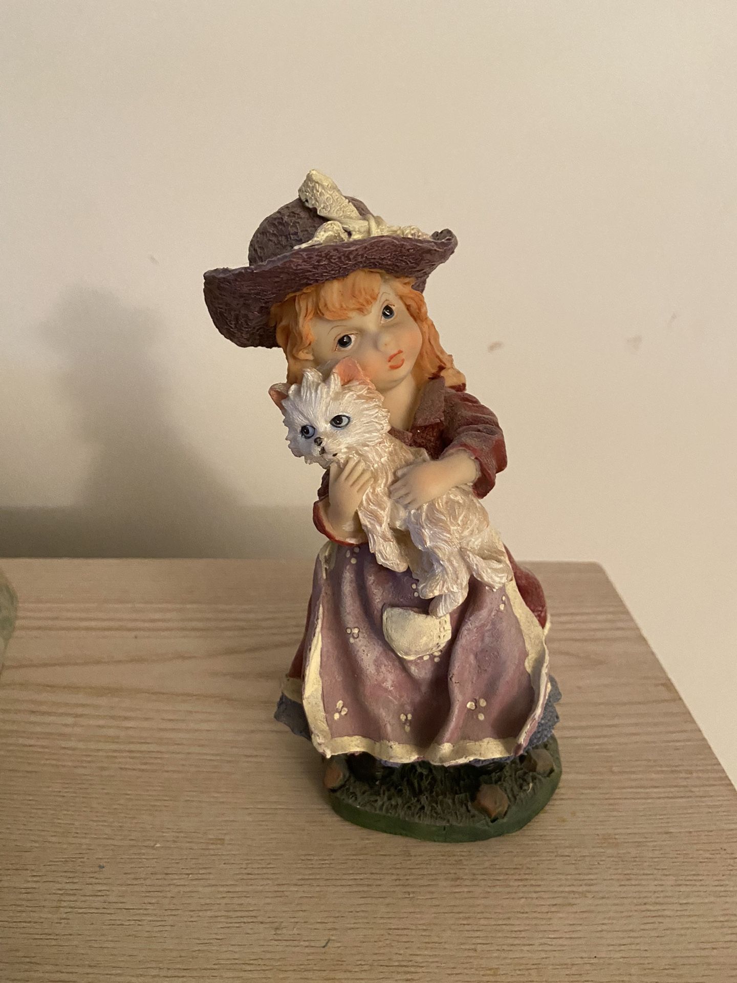 Cat And Girl Figurines Antique