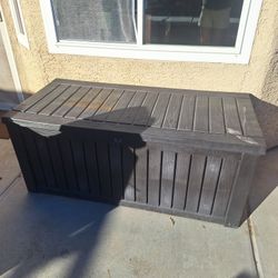 150 Gal. Large Deck Box Resin Grey for Patio Garden Furniture