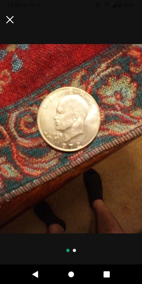 1972 Silver Dollar Missing Mint Stamp