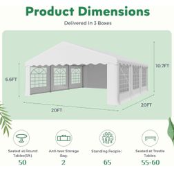 20' x 20' Canopy Party Tent & Carport - Heavy Duty Outdoor Wedding Gazebo with 4 Sand Bags, Event Shelter Canopy for Outdoor Event, Wedding, Birthday 