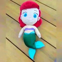 Disney Store Ariel Little Mermaid Plush 14" Doll Plus Minnie Mouse Hat 