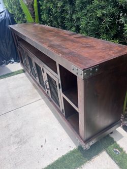 Rustic 100% wood sideboard with wheels