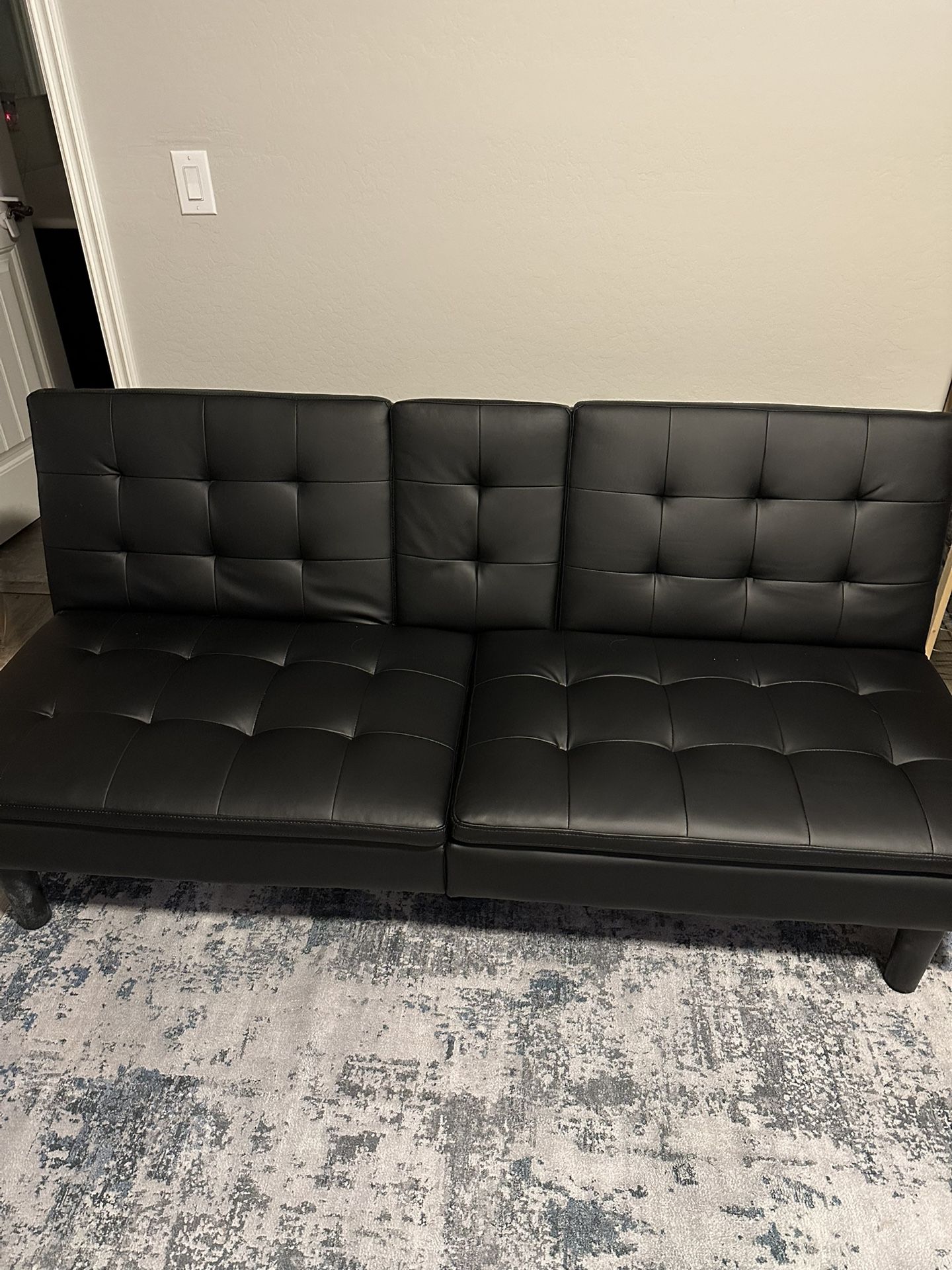 Black Faux Leather Memory Form Futon