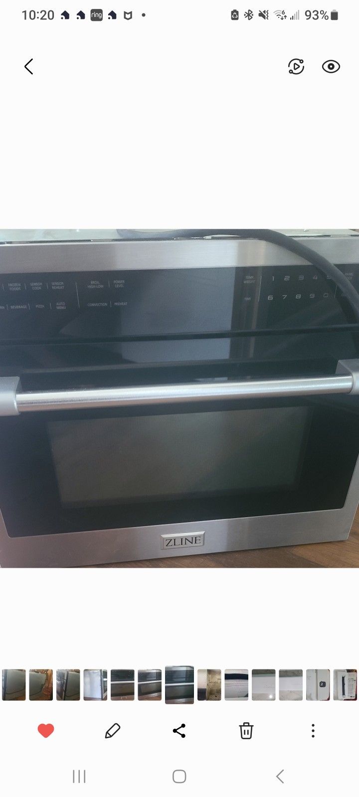 24 Inch Non Functional Z-line Builtin Convection Microwave Oven For Parts Needs A Motherboard