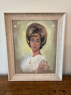 Vintage 1968 New Orleans Pastel Portrait Painting