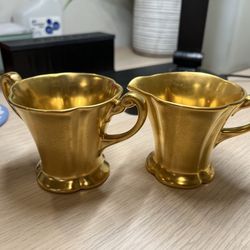 Vintage Pickard China Gold Creamer and Sugar Set 495
