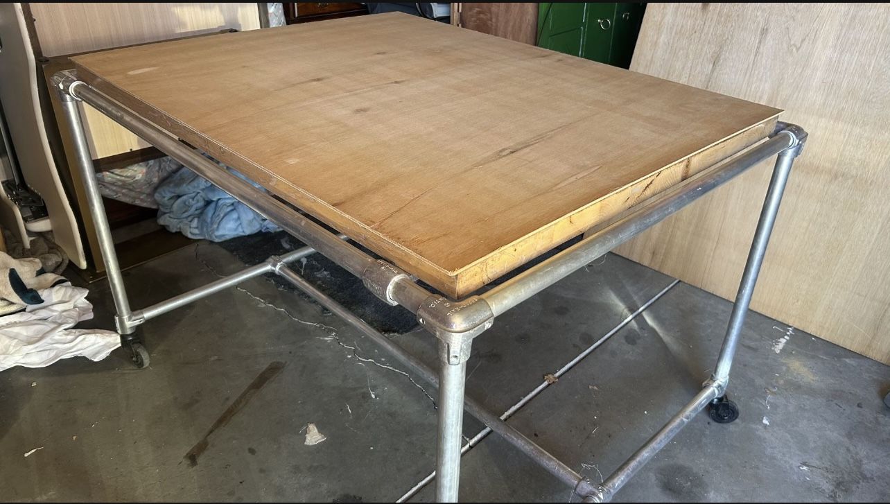 Maple Top Work Table with steel frame on wheels Commercial Butcher Block Workbench for garage warehouses home office restaurant kitchen L50”*W40”*H34”