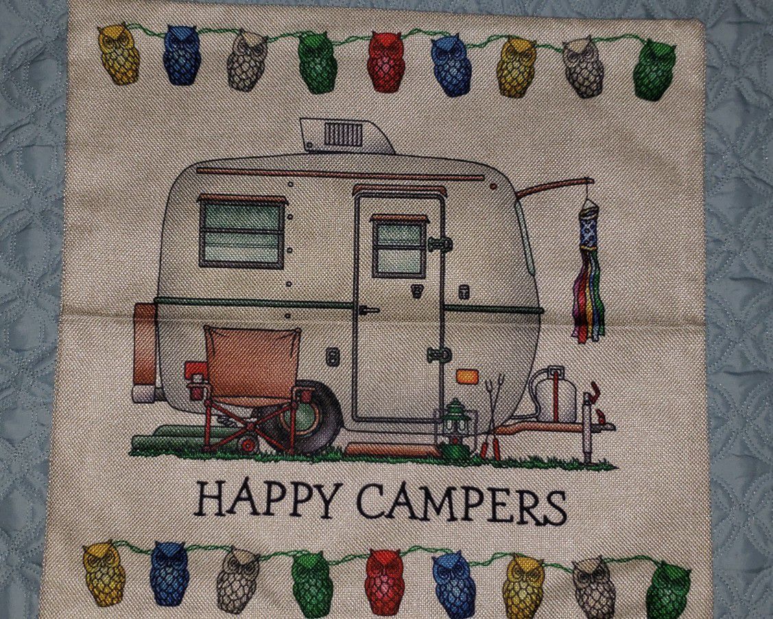 Scamp vintage trailer camper pillow cover