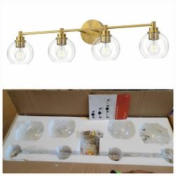 4276: New VONLUCE Bathroom Light Fixtures, 4-Light Vanity Light with Globe Glass Shades E26 Sockets, Bathroom Lights 