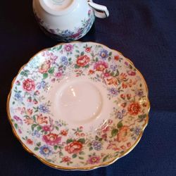 Springtime Teacup and Saucer, Vintage Fine Bone China
