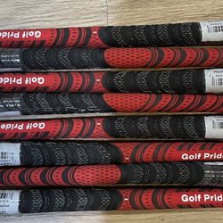 8 Golf Pride New Decade MCC Midsize Golf Grips - Black/Red