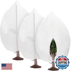 3PCS 47x70in Reusable Plant Covers Freeze Protection,Winter Plant Cover Bags with Zipper/Drawstring,Warm Plant Protection Cover Bags Frost Blankets to