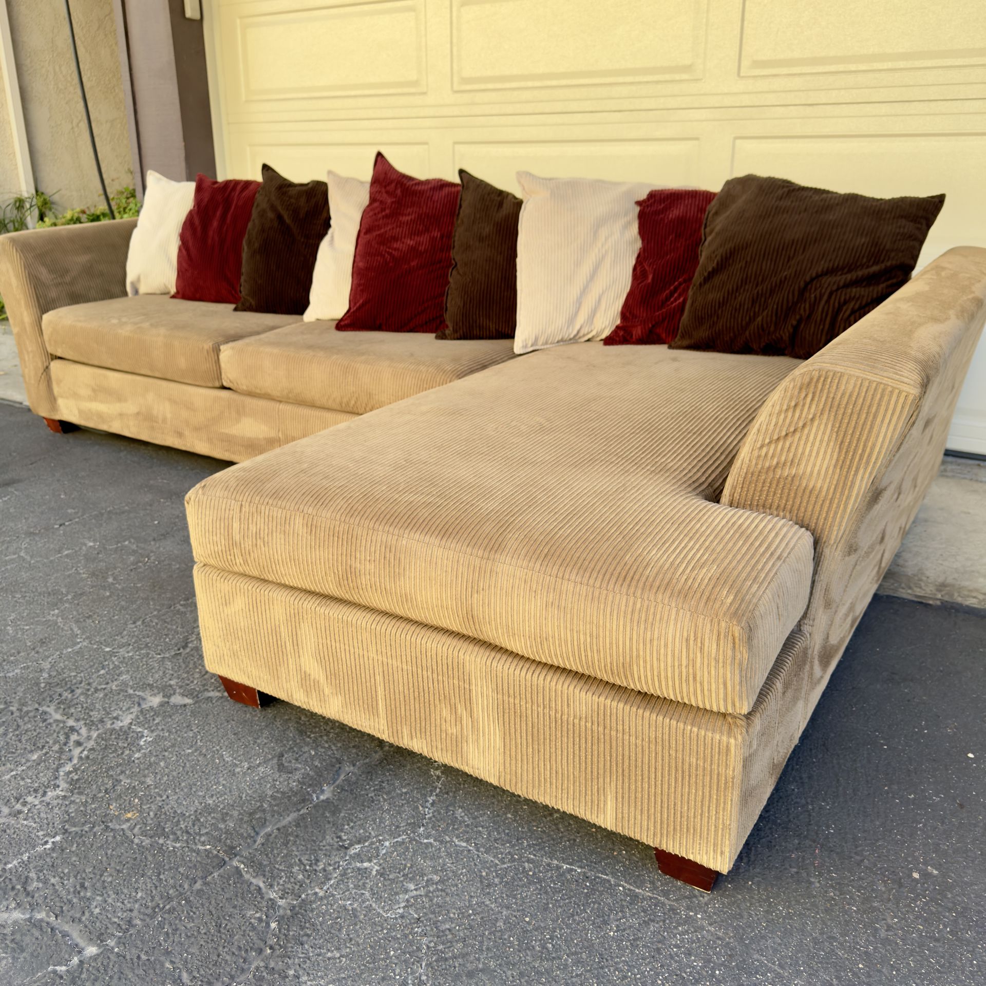 Large Comfy Brown Sectional Couch Sofa