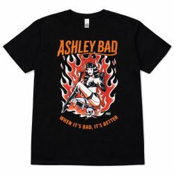Official Ashley Bad Graphic T-Shirt Black Pin-Up Devil Goth Tattoo Tee Medium
