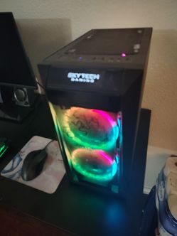 used skytech gaming computer with speakers and monitor