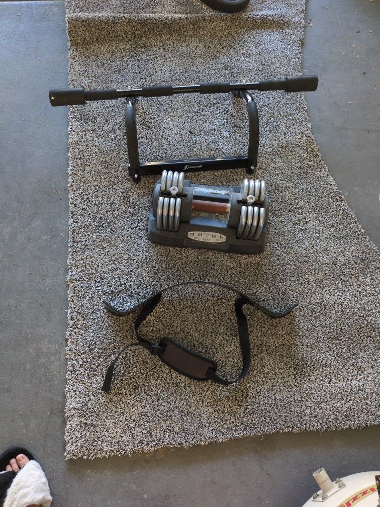 Adjustable Dumbbells + Curl Blaster + Pull-Up Bar – Home Gym Kit
