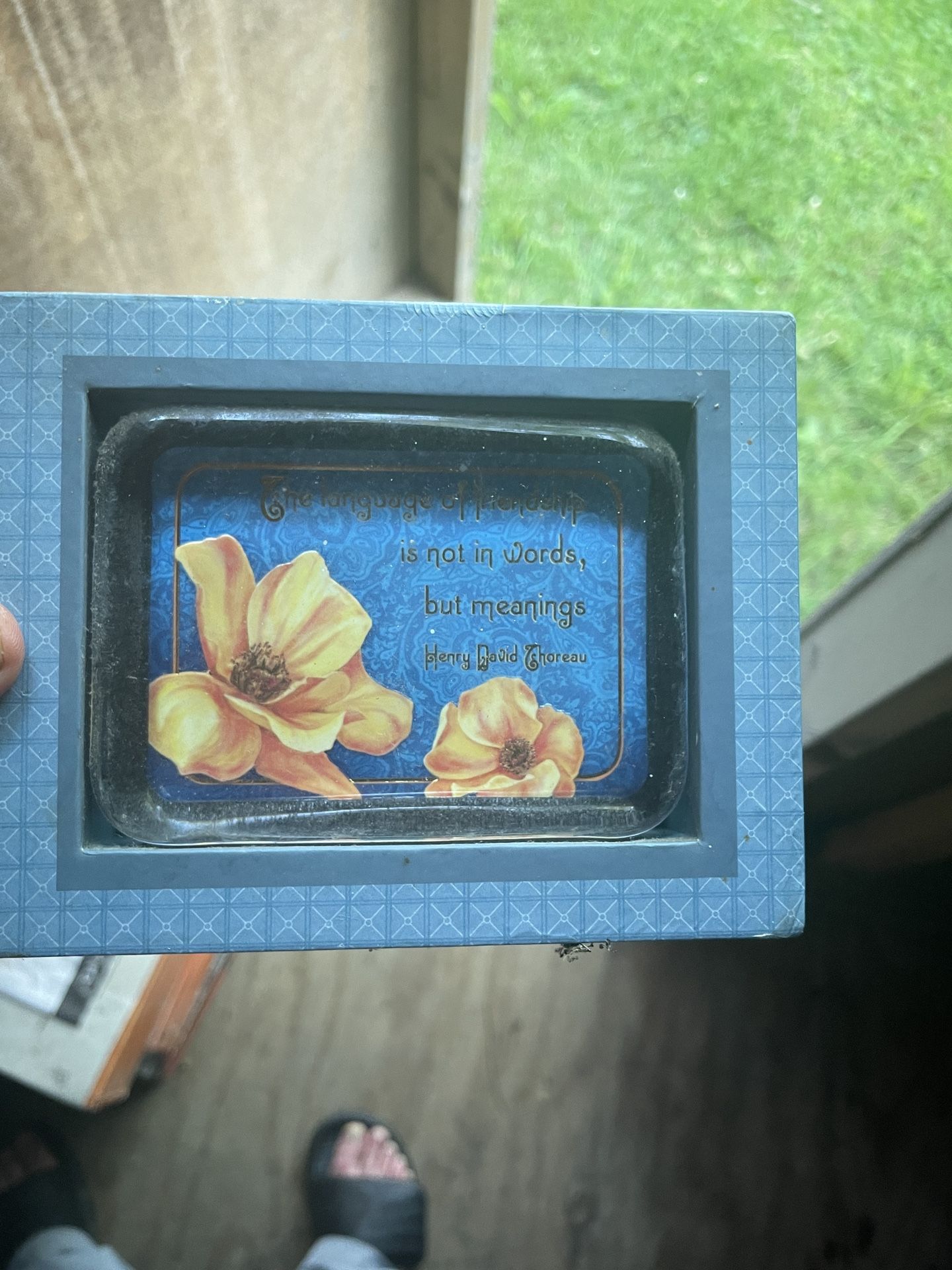 New Punch Studio Glass Paperweight Gold Foil Henry David Thoreau Quote