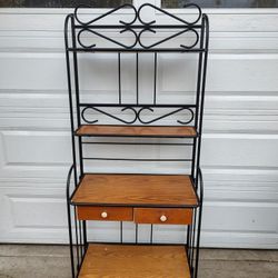 Metal And Wood Bakery Rack  72 Inches High 32 Inches Long
