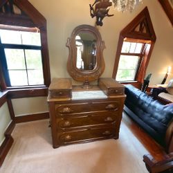 Victorian Dresser With Mirror And Marble 