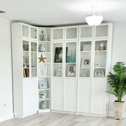 3 bookcases with 1/2 glass doors