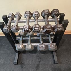 5lb, 8lb, 10lb, 15lb, 20lb Dumbbell Set With Rack 