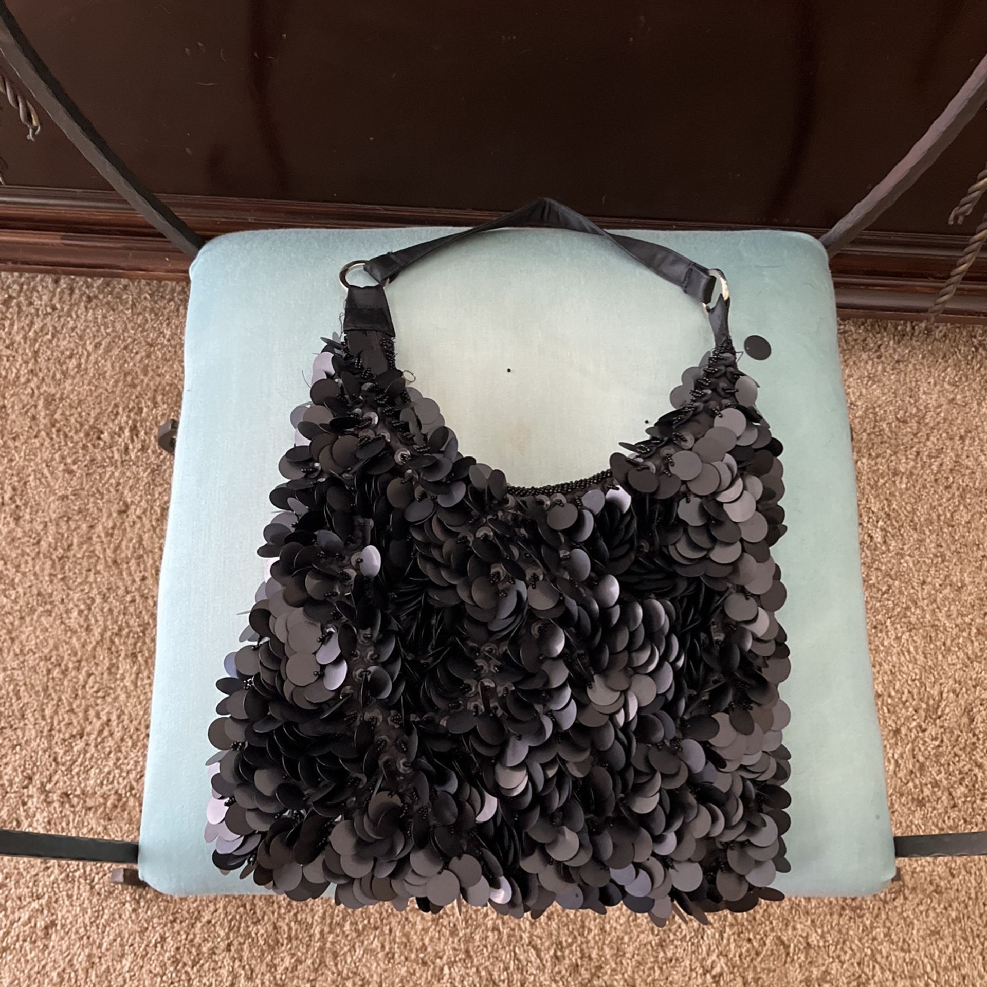 Black Sequin Evening Purse