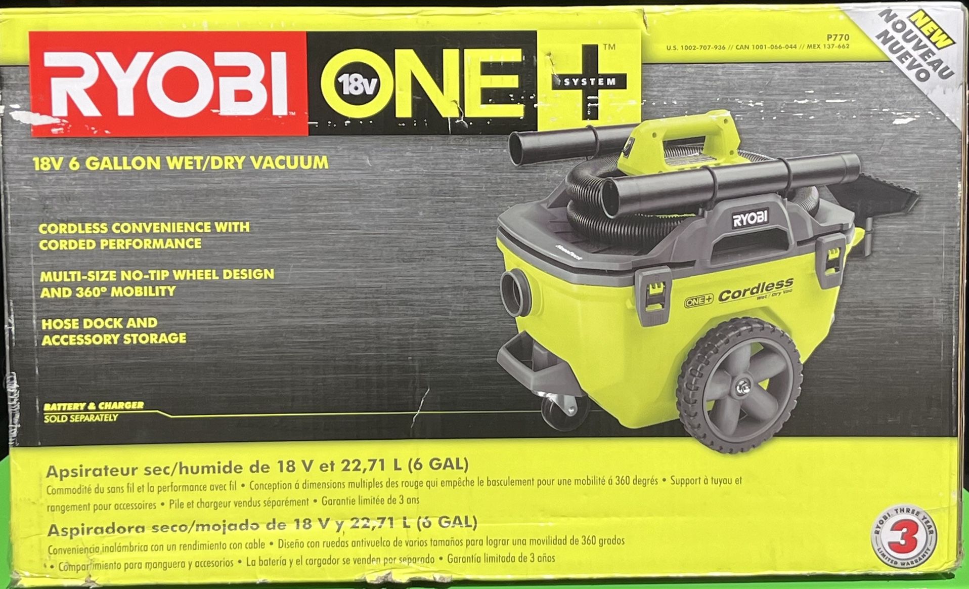 Ryobi 18 V 6 Gallon Wet/Dry Vacuum