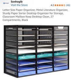 Letter Size Paper Organizer, Metal Literature Organizer, Sturdy Paper Sorter Desktop Organizer for Storage, Classroom Mailbox Keep Desktop Clean - OBO