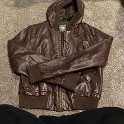 Brown Charlotte Russe Imitation Leather Jacket 