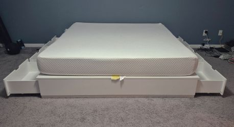 King size bed frame with storage and memory foam mattress included