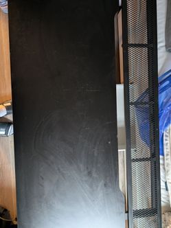 Black height adjustable gaming desk with cable management
