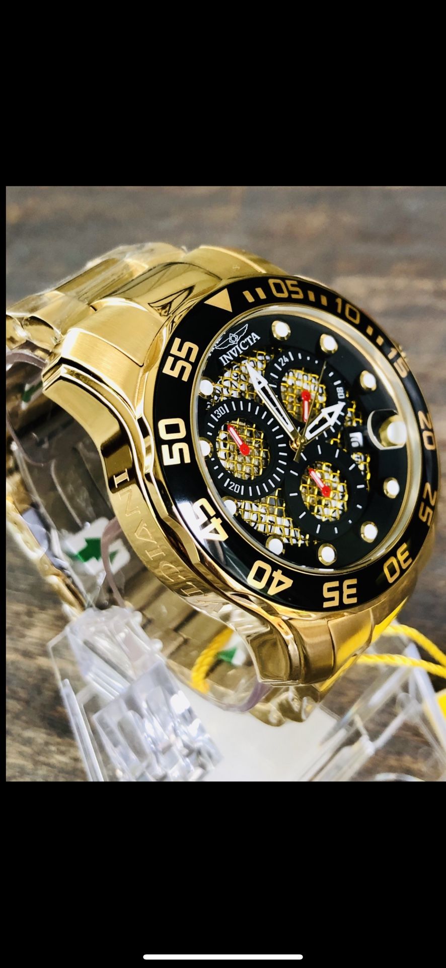 Invicta Watch Brand New Men 50mm Gold 100%Authentic