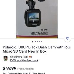 Polaroid dash cam 1080 P HD